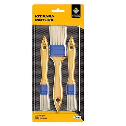 Imagem de Kit Com 3 Peças Trincha Pincel Para Pintura Tinta Latex Acrilica Parede Jogo Pinceis