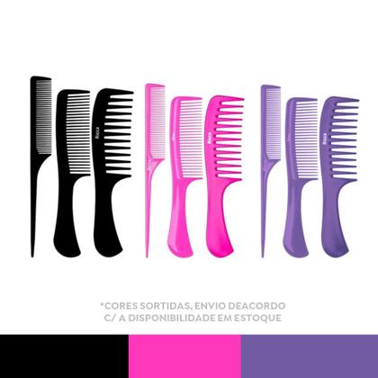 Imagem de Kit com 3 Pentes Básicos Pentear Desembaraçar Ricca