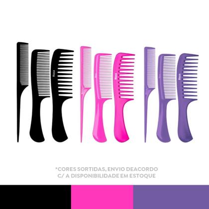 Imagem de Kit com 3 Pentes Básicos Pentear Desembaraçar Ricca