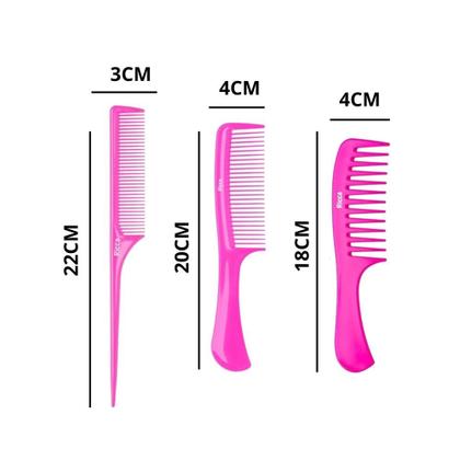 Imagem de Kit com 3 Pentes Básicos Pentear Desembaraçar Ricca