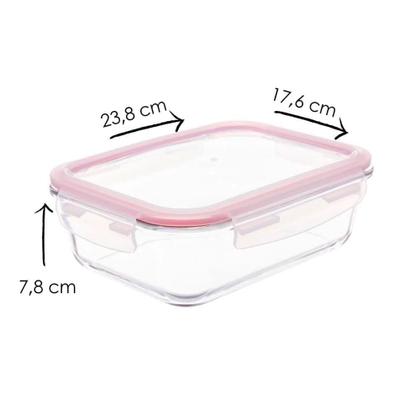 Imagem de Kit com 3 Potes de Vidro Herméticos Retangulares 1,5L Invicta