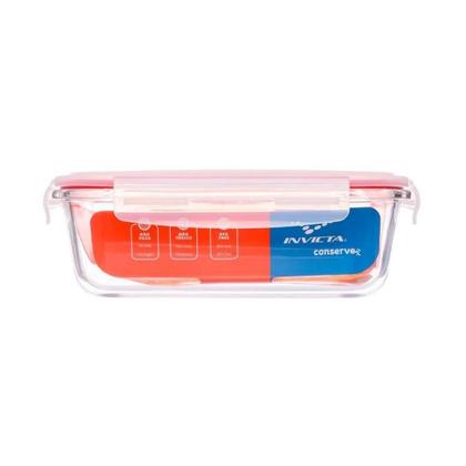 Imagem de Kit com 3 Potes de Vidro Herméticos Retangulares 1L Invicta