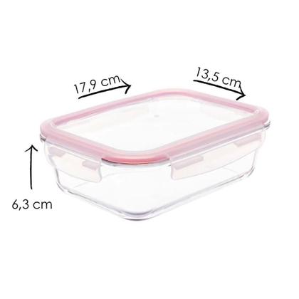 Imagem de Kit com 3 Potes de Vidro Herméticos Retangulares 640ml Marmita Ideal Invicta