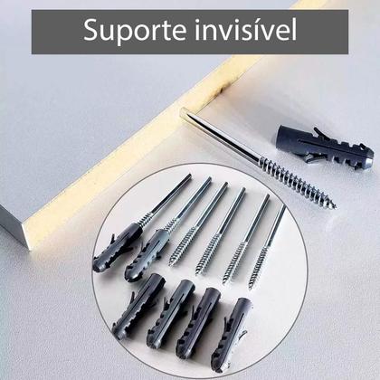 Imagem de Kit com 3 Prateleiras Madeira C/ Suporte Invisível Branca 