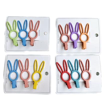 Imagem de Kit Com 3 Presilhas Para Cabelo Formato Coelho