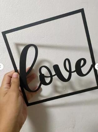 Imagem de Kit com 3 Quadrinhos Para Todo Sempre Love, Coração Geométrico e Amor  Frase Religiosa de Parede  em Mdf Preto e Fita 3M Para Instalação