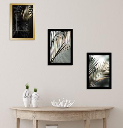 Imagem de Kit com 3 Quadros Decorativos de Parede Sala Quarto Abstrato Frases 20x30cm