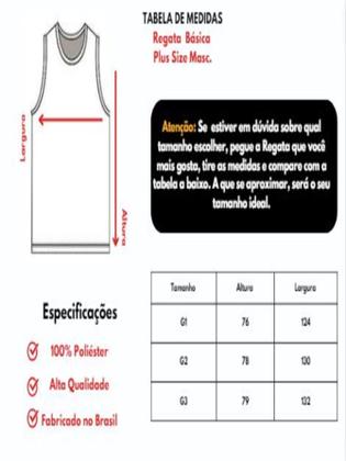 Imagem de Kit Com 3 Regata Masculina Plus Size 100% Poliéster Sortidas