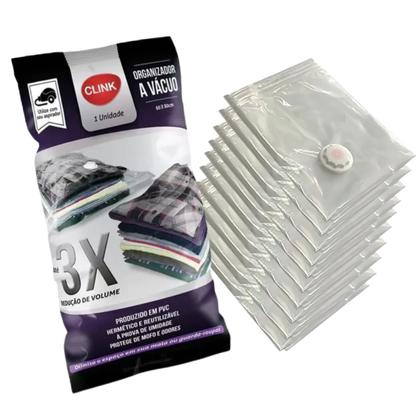 Kit com 3 Sacos Organizador a Vácuo 60x80cm Para Viagem - Clink Imagem de Kit com 3 Sacos Organizador a Vácuo 60x80cm Para Viagem