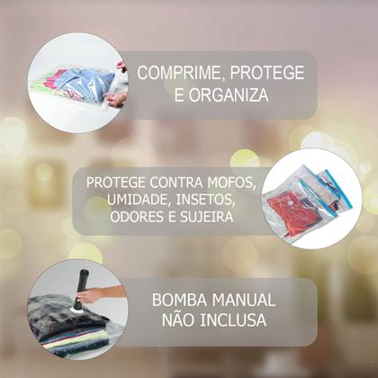 Kit com 3 Sacos Organizador a Vácuo 60x80cm Para Viagem - Clink Imagem de Kit com 3 Sacos Organizador a Vácuo 60x80cm Para Viagem