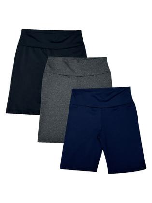 Imagem de Kit Com 3 Shorts Longo Academia Suplex Cintura Alta Feminino