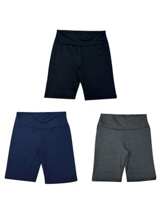 Imagem de Kit Com 3 Shorts Longo Academia Suplex Cintura Alta Feminino