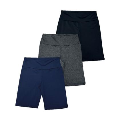 Imagem de Kit Com 3 Shorts Longo Academia Suplex Cintura Alta Feminino