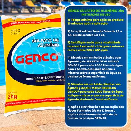 Imagem de Kit com 3 Sulfato de Alumínio Decantador e Clarificante Genco Para Água de Piscinas
