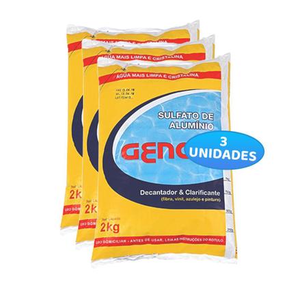 Imagem de Kit com 3 Sulfato de Alumínio Decantador e Clarificante Genco Para Água de Piscinas
