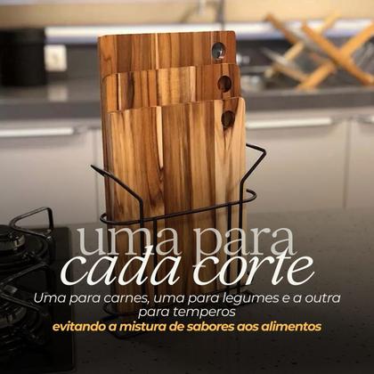 Imagem de Kit com 3 Tábuas de Corte para Carnes Legumes com Suporte em Metal - Stolf