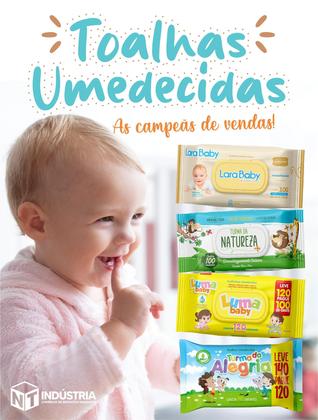 Imagem de Kit Com 3 Toalha Umedecida Turma da Natureza 100 Unidades Total 300