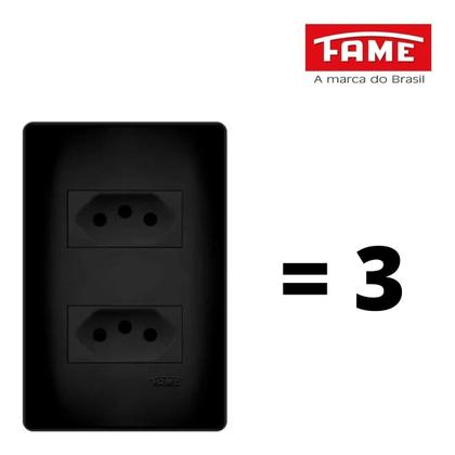 Imagem de Kit Com 3 Tomadas Duplas 10a 4x2 Habitat Black Preta Fame