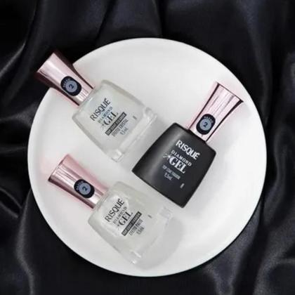 Imagem de Kit com 3 Top Coats Risqué  Fixador, Cristal e Paetê  9,5ml Cada
