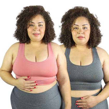 Imagem de Kit com 3 Top Plus Size Fitness Academia Treino Dia-a-dia