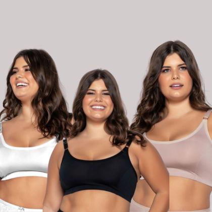 Imagem de Kit Com 3 Top Sutiã Sem Bojo Plus Size Alça Reforçada Gatria Lingerie