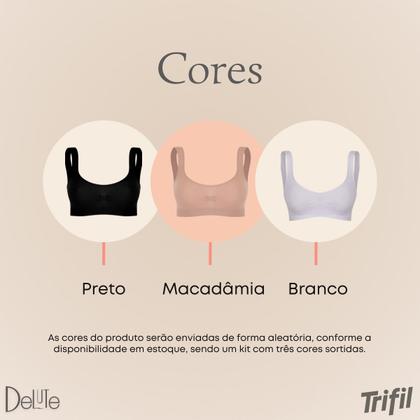 Imagem de Kit Com 3 Tops Sutia Fitness Academia Média Sustentação Sem Costura Básico Trifil Sem Bojo Original