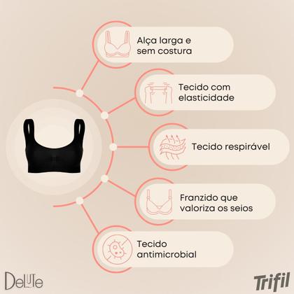 Imagem de Kit Com 3 Tops Sutia Fitness Academia Média Sustentação Sem Costura Básico Trifil Sem Bojo Original