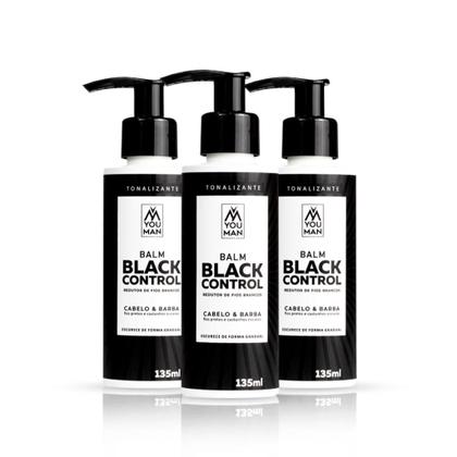 Imagem de Kit com 3 unidades do Balm escurecedor Black Control  Cabelo e barba  140 ml