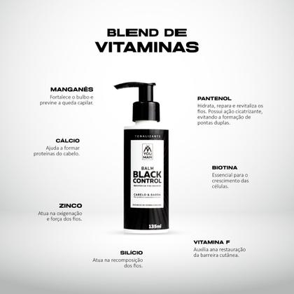 Imagem de Kit com 3 unidades do Balm escurecedor Black Control  Cabelo e barba  140 ml