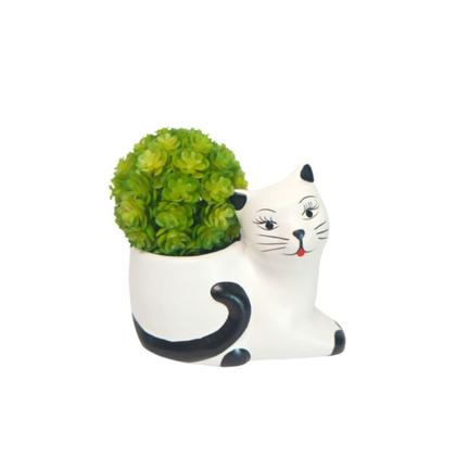 Imagem de kit com 3 Vasos Gatinho Cachepô Cerâmica Decoração