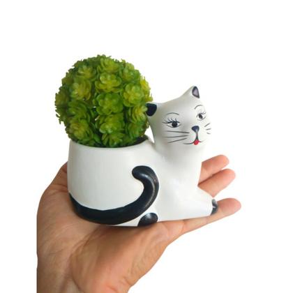 Imagem de kit com 3 Vasos Gatinho Cachepô Cerâmica Decoração