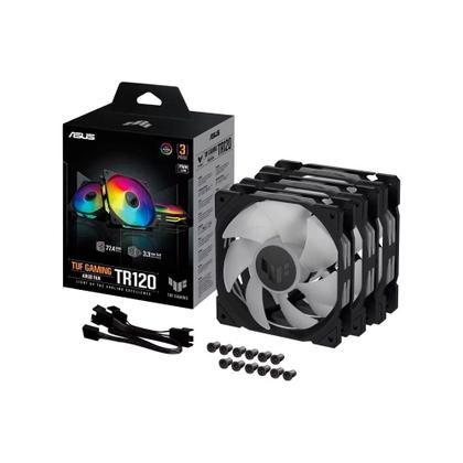 Imagem de Kit com 3 Ventoinha Asus TUF Gaming TR120 Reverse blade com controladora, 120mm, Led ARGB, Preto - 90DA00D0-B00020
