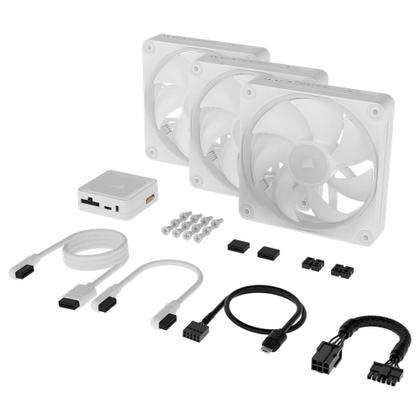 Imagem de Kit com 3 Ventoinhas Corsair LX RGB Series, iCUE LINK LX120, 120mm, Branco - CO-9051030-WW