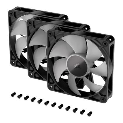 Imagem de Kit com 3 Ventoinhas Corsair RS120 ARGB, 120mm, PWM, Preto - CO-9050181-WW