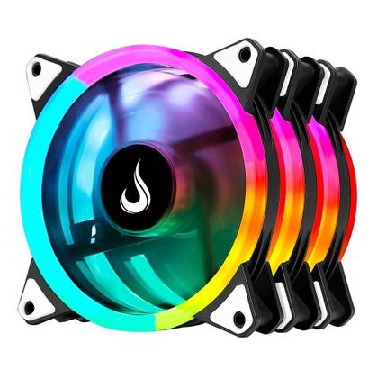 Imagem de Kit Com 3 Ventoinhas Rise Mode Energy, 120mm, ARGB, Preto - FN-02-RGB-5V