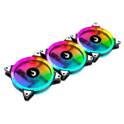 Imagem de Kit Com 3 Ventoinhas Rise Mode Energy, 120mm, ARGB, Preto - FN-02-RGB-5V