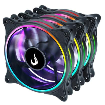 Imagem de Kit Com 3 Ventoinhas Rise Mode Laser, 120mm, ARGB, Preto - RM-RGB-05-5V