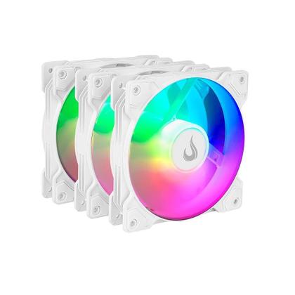 Imagem de Kit com 3 Ventoinhas Rise Mode X Led Rainbow, 120mm, Branco - RM-XLD-02-RBW