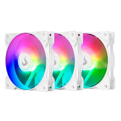 Imagem de Kit com 3 Ventoinhas Rise Mode X Led Rainbow, 120mm, Branco - RM-XLD-02-RBW