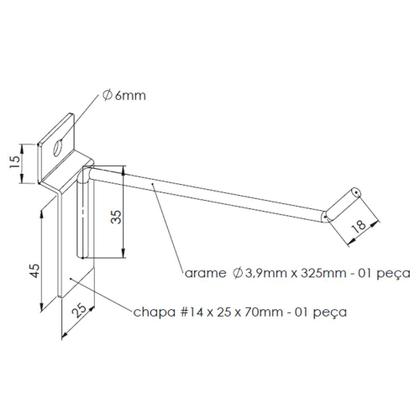 Imagem de Kit com 30 Gancho Expositor P/ Painel Canaletado 30cm Preto