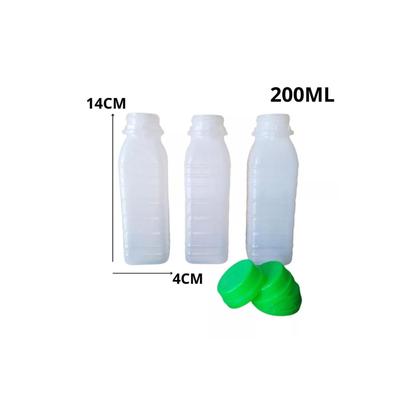 Imagem de Kit com 30 garrafas descartáveis 200ml  com lacre, formato quadrado, ideal para delivery, sucos e detox