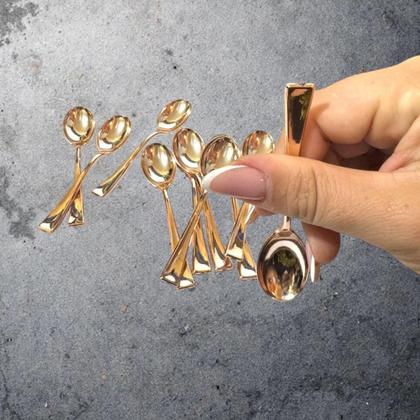 Imagem de Kit Com 30 Mini Colherzinha Rose Plástico Rigido 10Cm Festa