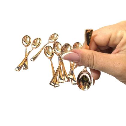 Imagem de Kit Com 30 Mini Colherzinha Rose Plástico Rigido 10Cm Festa