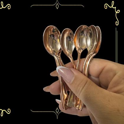 Imagem de Kit Com 30 Mini Colherzinha Rose Plástico Rigido 10Cm Festa