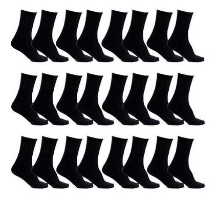 Imagem de Kit com 30 pares de meias cano longo preta macia confortável