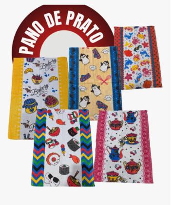 Imagem de Kit Com 30un, Pano De Prato, Copa Felpudo Atoalhado, Estampas Variadas, 40x60cm, 60g, 85% Algodão