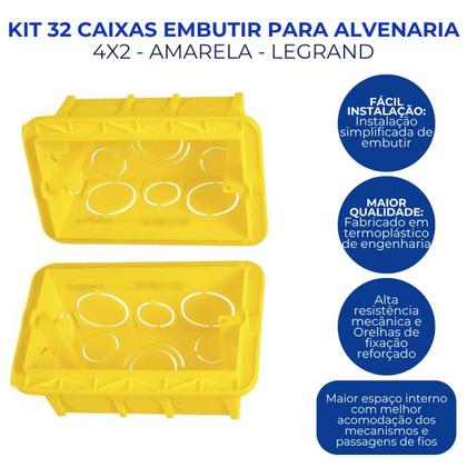 Imagem de Kit com 32 Caixas De Luz Legrand Pial 4x2 Antichama para Tomada E Interruptor