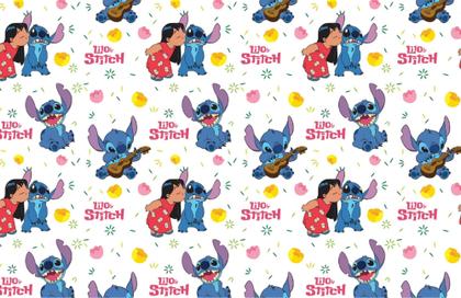 Imagem de Kit com 4 Adesivos variados para Encapar Caderno Brochura Pequeno Lilo e Stitch Frente Verso 34X22cm