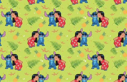 Imagem de Kit com 4 Adesivos variados para Encapar Caderno Brochura Pequeno Lilo e Stitch Frente Verso 34X22cm