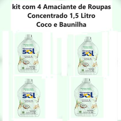 Imagem de Kit com 4 Amaciante Roupa Concentrado Coco e Baunilha 1,5 Lt
